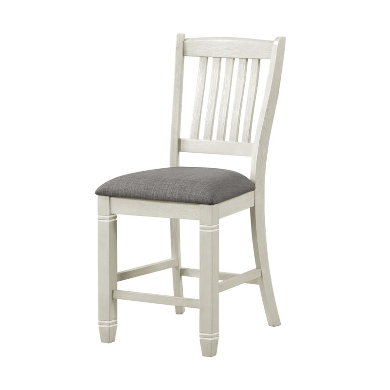 2 Antique White Finish Wood Counter Height Chairs
