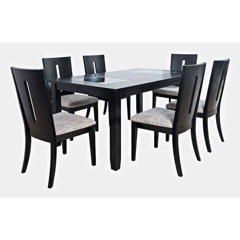 Jofran Urban Icon Contemporary 66 Seven-Piece Dining Set with Upholstered Chairs