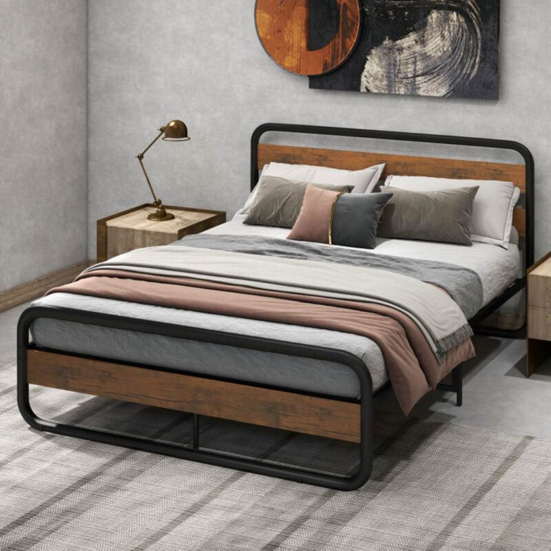 Hivvago Arc Platform Bed with Headboard and Footboard