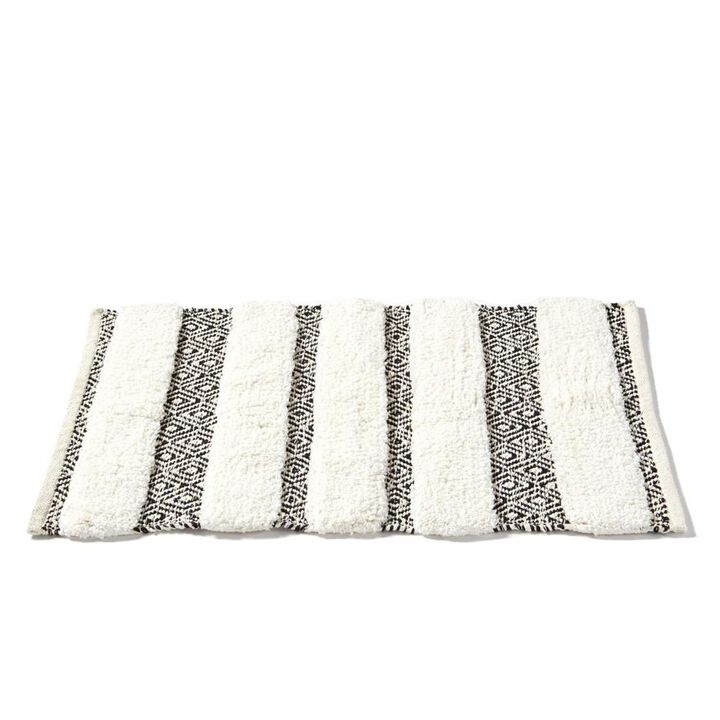 Saturday Knight Ltd Geo 2-Tone Design Woven Diamond Pattern Stripe Bath Rug - 20x30", Black