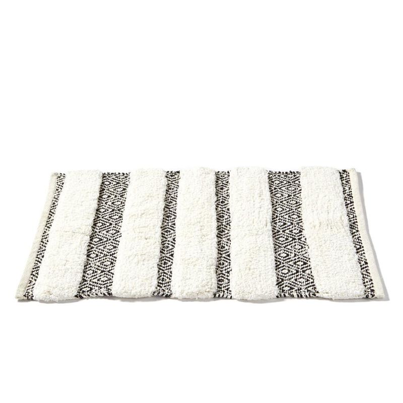 Saturday Knight Ltd Geo 2-Tone Design Woven Diamond Pattern Stripe Bath Rug - 20x30", Black