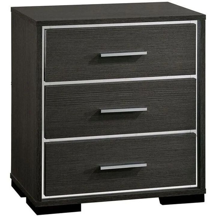 Streamdale Modern Nightstand with Chrome Trim