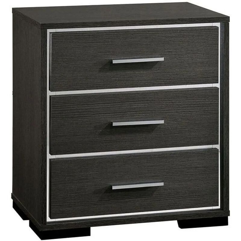 Streamdale Modern Nightstand with Chrome Trim
