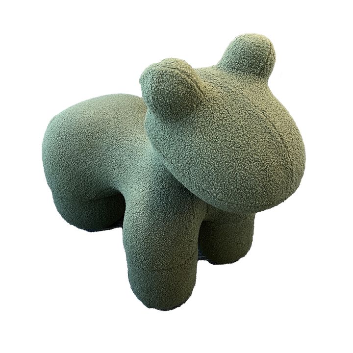 Seira 33 Inch Pony Chair, Stuffed Animal Kids Chair, Green, Solid Wood - Benzara