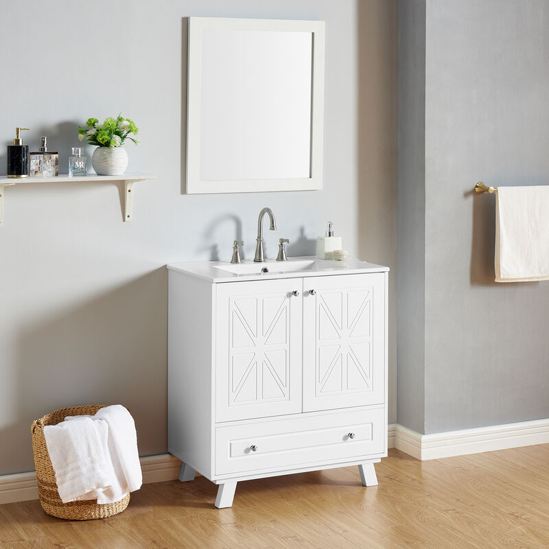 Gewnee Bathroom vanity, bulewhite, White