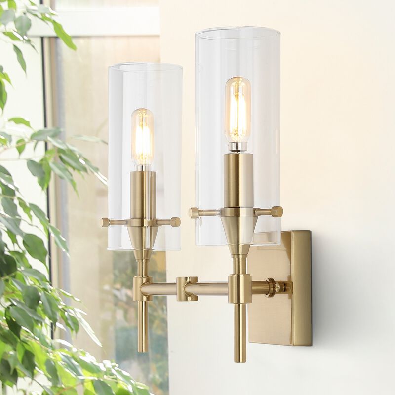 Cato Bohemian Farmhouse Iron/Glass LED Vanity