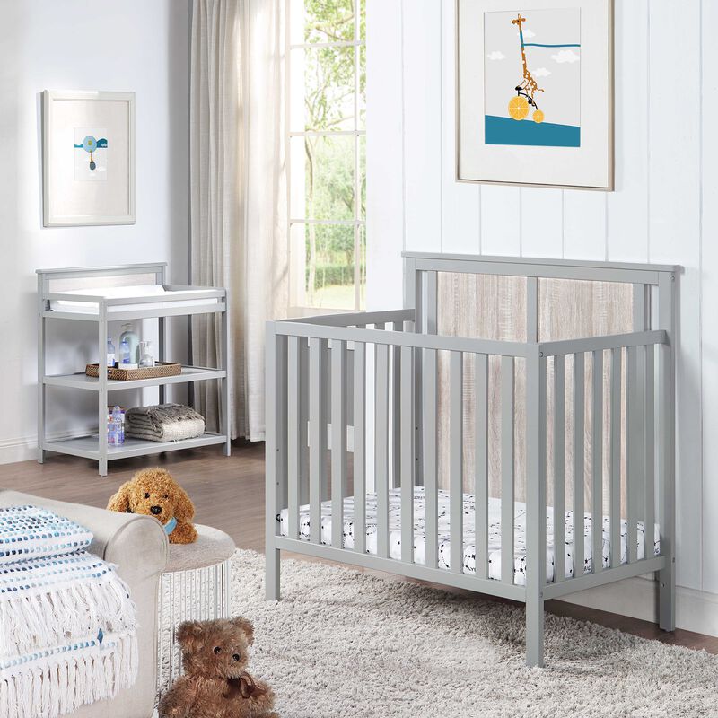 Suite Bebe Connelly Mini Crib Gray/Rockport Gray With Mattress Pad