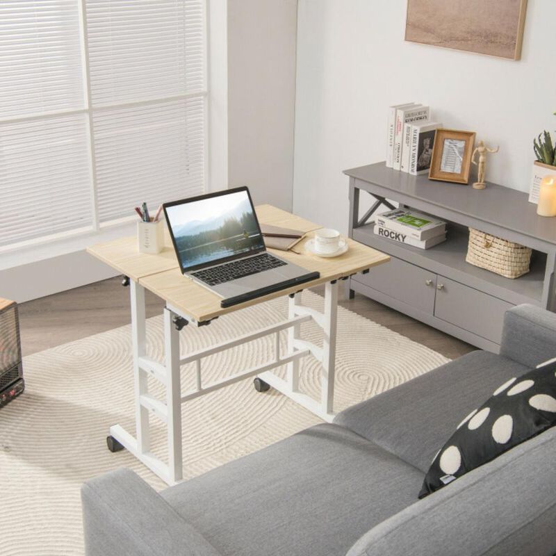 Hivvago Mobile Stand-up Computer Desk Adjustable with 2 Tilting Desktops