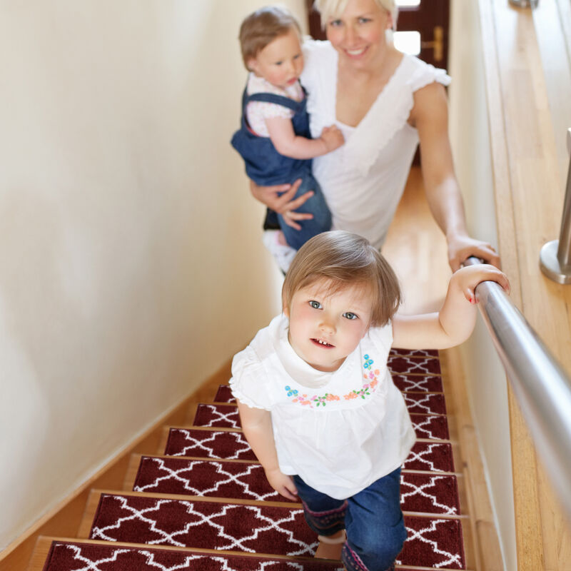 SUSSEXHOME Carpet Stair Treads Easy to Install with Double Adhesive Tape - Safe, 9" X 28" - Red
