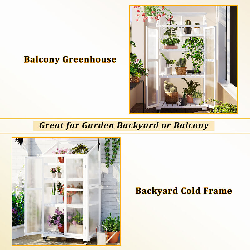 Merax Wood Large Greenhouse Balcony on Wheels