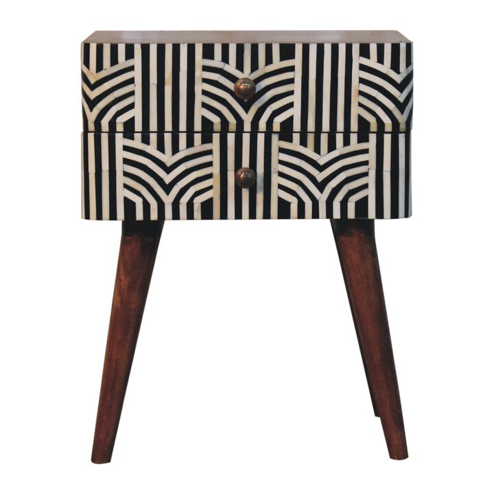 Artisan Furniture Solid Wood Honey Caramel Edessa Bone Inlay Bedside