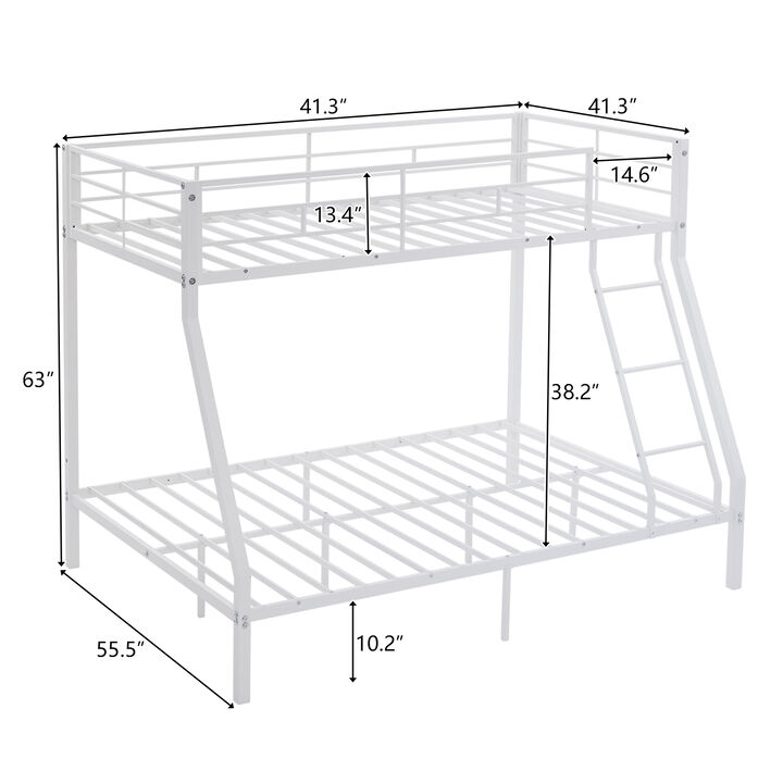 Sturdy Metal Bunk Bed for Kids, Teens, and Adults with Full-Length Guardrails