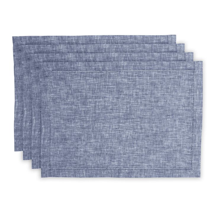 Solino Home 100% Pure Linen Placemats 14 x 19 Inch Set of 4 | Milan