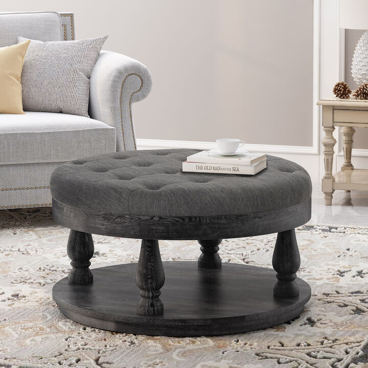 Modern Tufted and Stitched Ottoman for Style and Comfort
