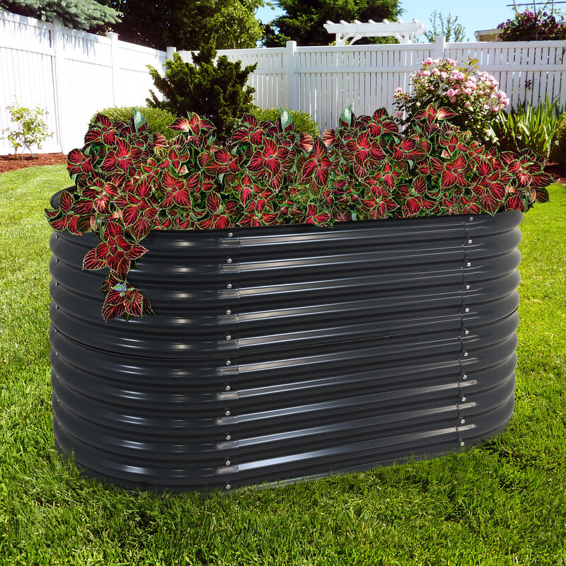 Sunnydaze Galvalume Steel Rectangle Raised Garden Bed - 62.5 in