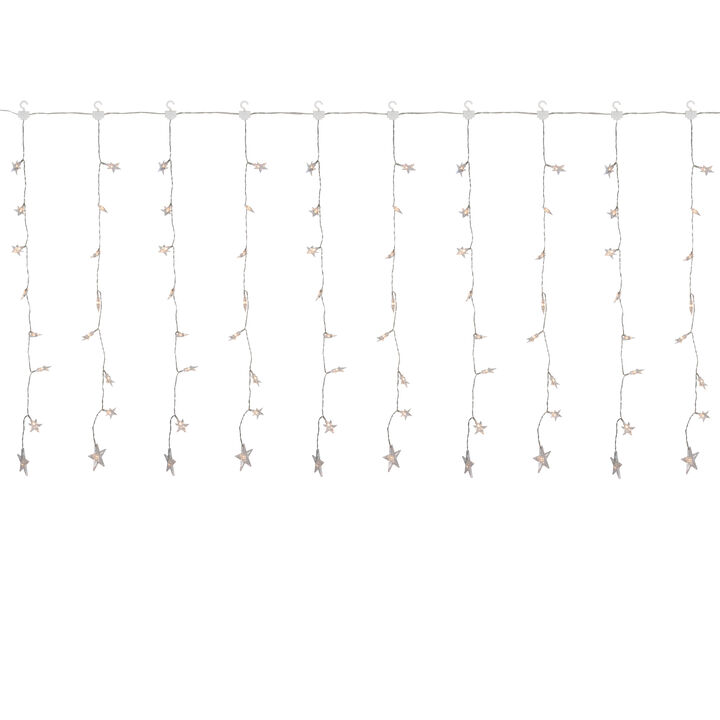 120 LED Warm White Curtain Christmas Lights - 7.5' Clear Wire