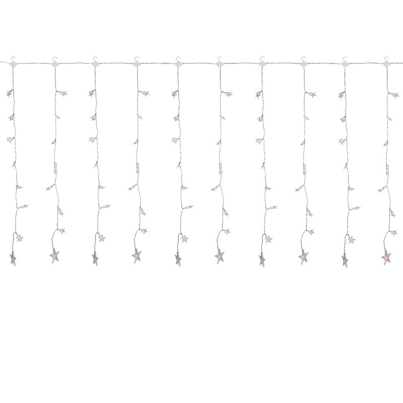 120 LED Warm White Curtain Christmas Lights - 7.5' Clear Wire