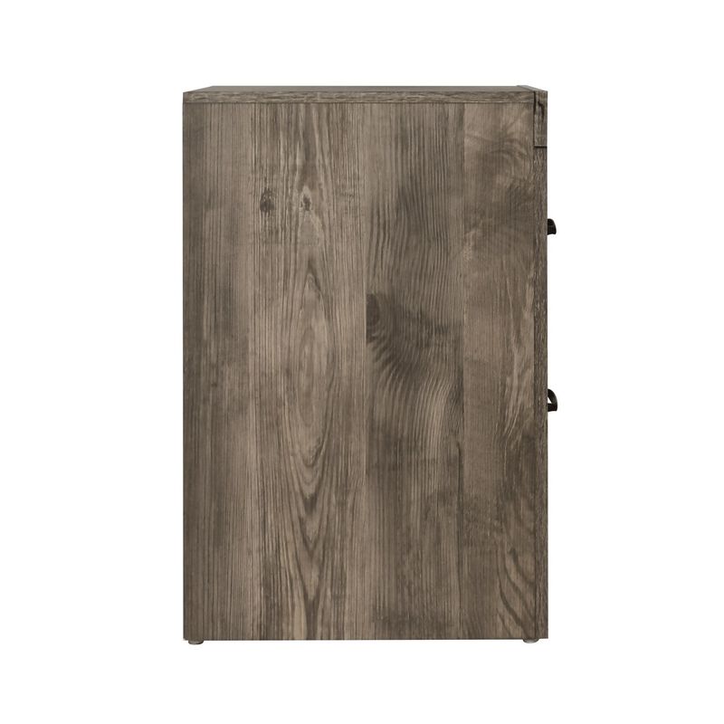 Ent 24 Inch Nightstand, 2 Drawers with Black Handles, Greige Brown Finish  - Benzara