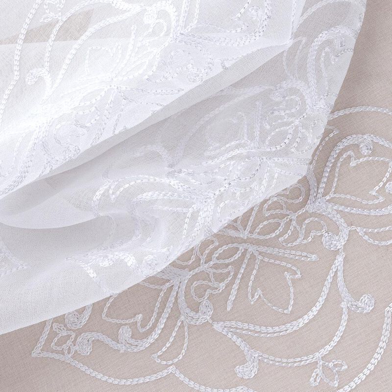 RT Designers Collection Andrea Emb Metallic Doily Rod Pocket Room Darkening Curtain Panels for Bedroom 54" x 95" White