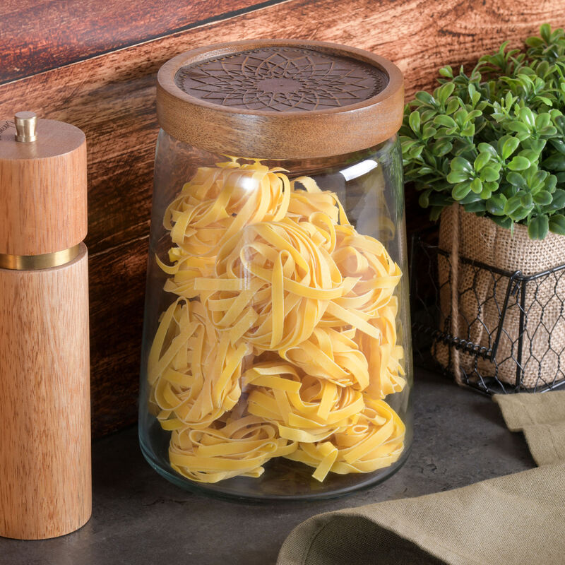 Cravings By Chrissy Teigen 5.75 Inch Glass Canister with Wood Lid