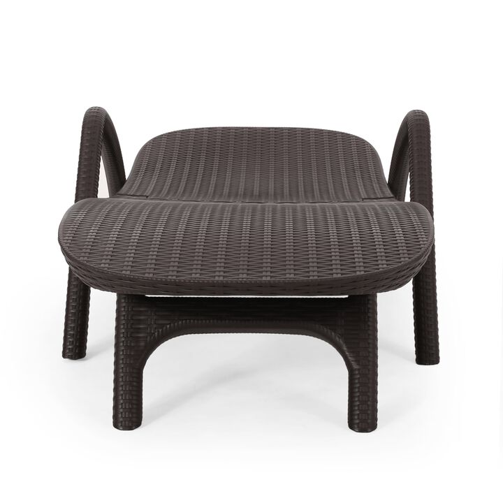 Michael Chaise Lounger, Dark Brown Outdoor Resin Wicker Frame, 77 Inch