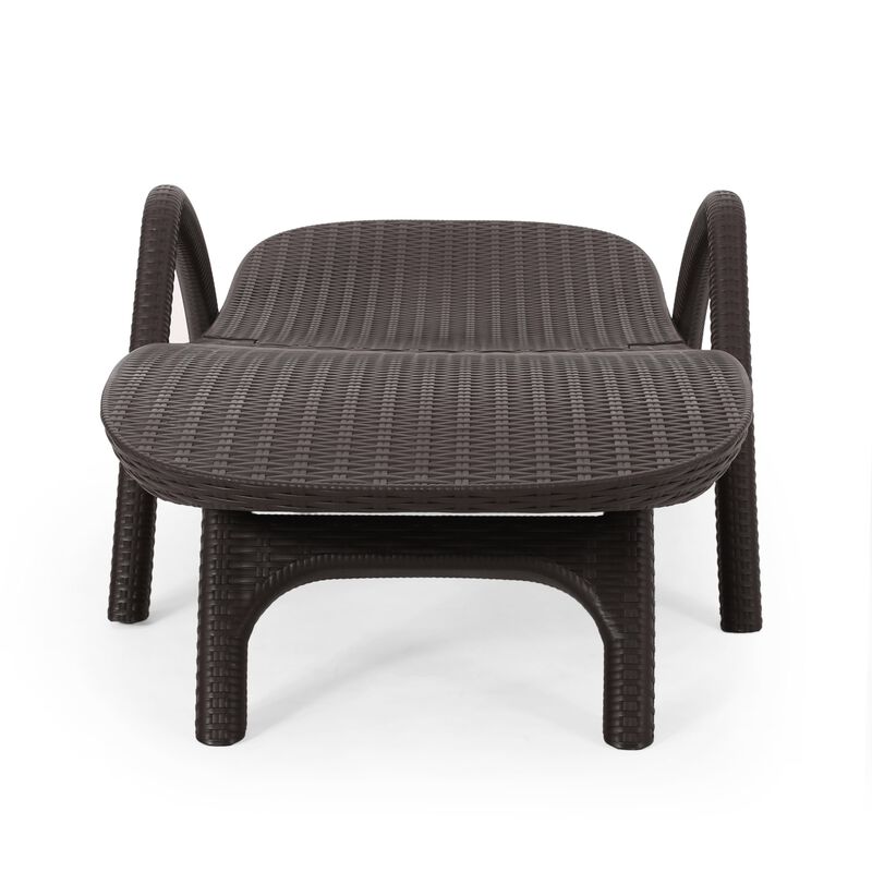 Michael Chaise Lounger, Dark Brown Outdoor Resin Wicker Frame, 77 Inch