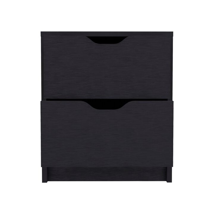 DEPOT E-SHOP Houma Double Drawer Nightstand, Bedside Table