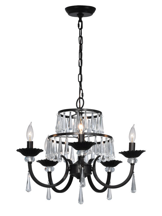 21.75" Dark Bronze Finish Teardrop Themed Chandelier