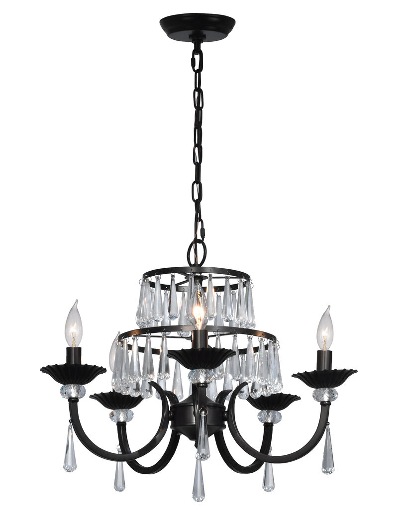 21.75" Dark Bronze Finish Teardrop Themed Chandelier