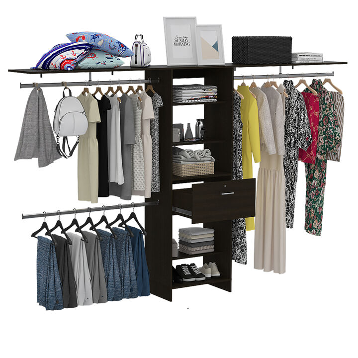 Bergen 1-Drawer 4-Shelf Closet System Dark Walnut