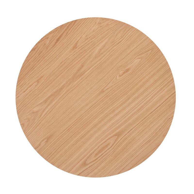 Omax Decor Mod Round Shape Mid-Century Wood Coffee Table in Oak
