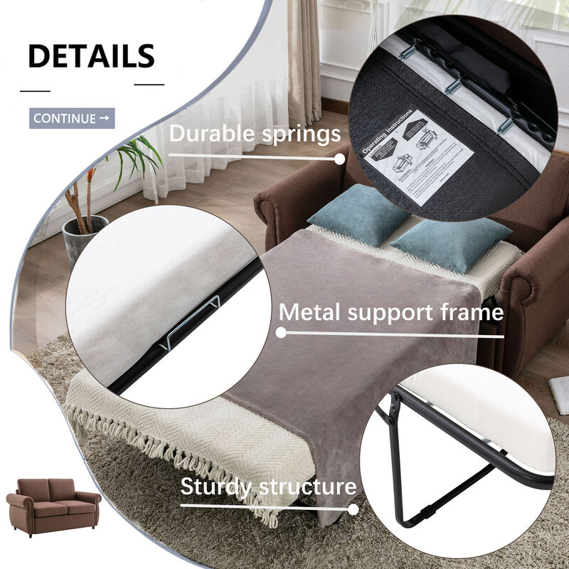 Merax Modern Loveseat Sleeper Sofa Bed with Mattress