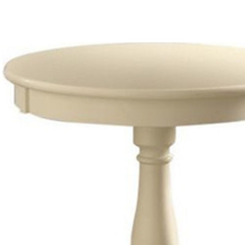 Astonishing Side Table With Round Top, White-Benzara