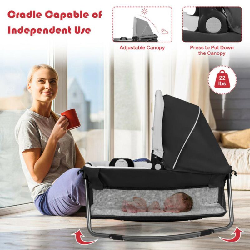 Hivvago 4-in-1 Convertible Portable Baby Play Yard with Toys and Music Player