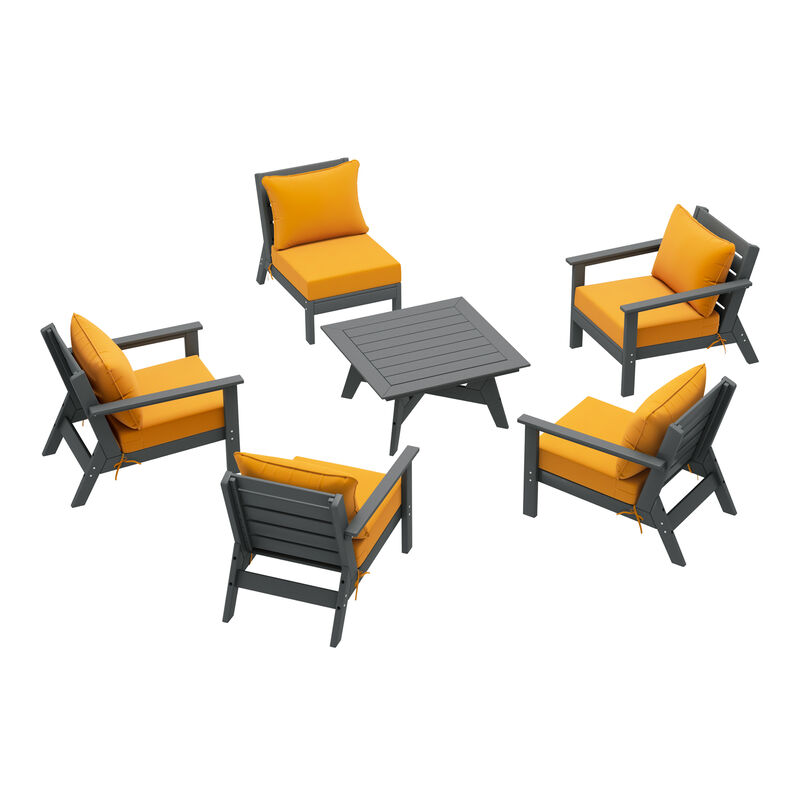 WestinTrends Outdoor 6-Piece Modular Sectional Patio Furniture Sofa Set