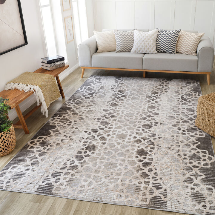 Cadence Abstract Modern Brown Beige Indoor Area Rug