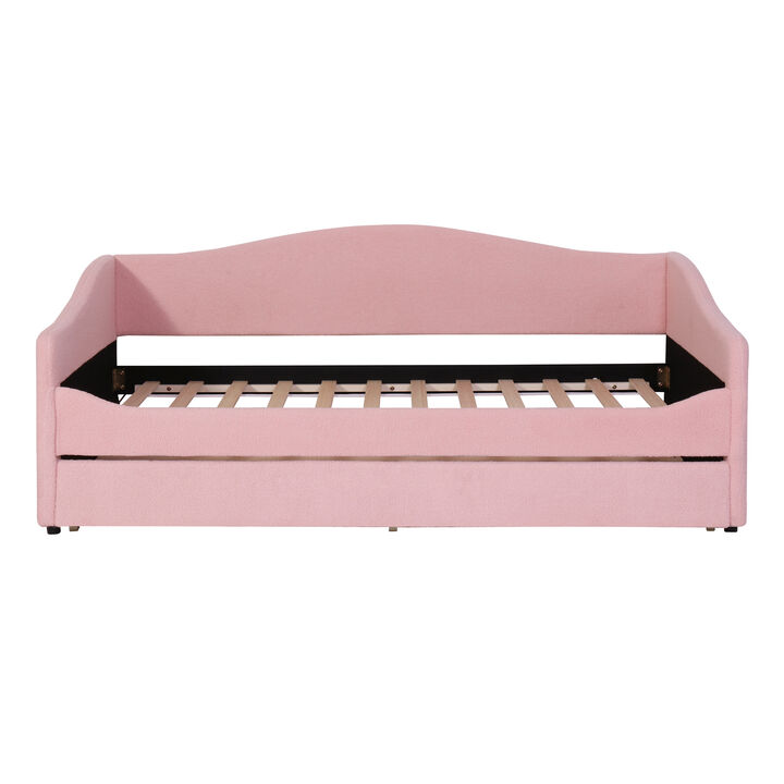 Merax Teddy Fleece Upholstered Daybed with Trundle