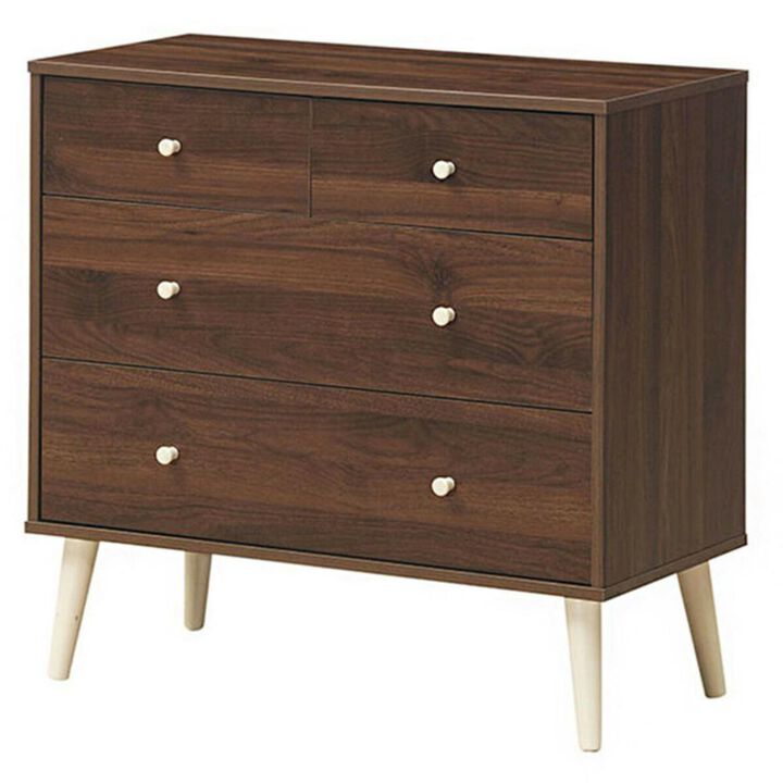 Hivvago 4-Drawer Dresser Cabinet Storage Organizer Rubber Leg with Rail