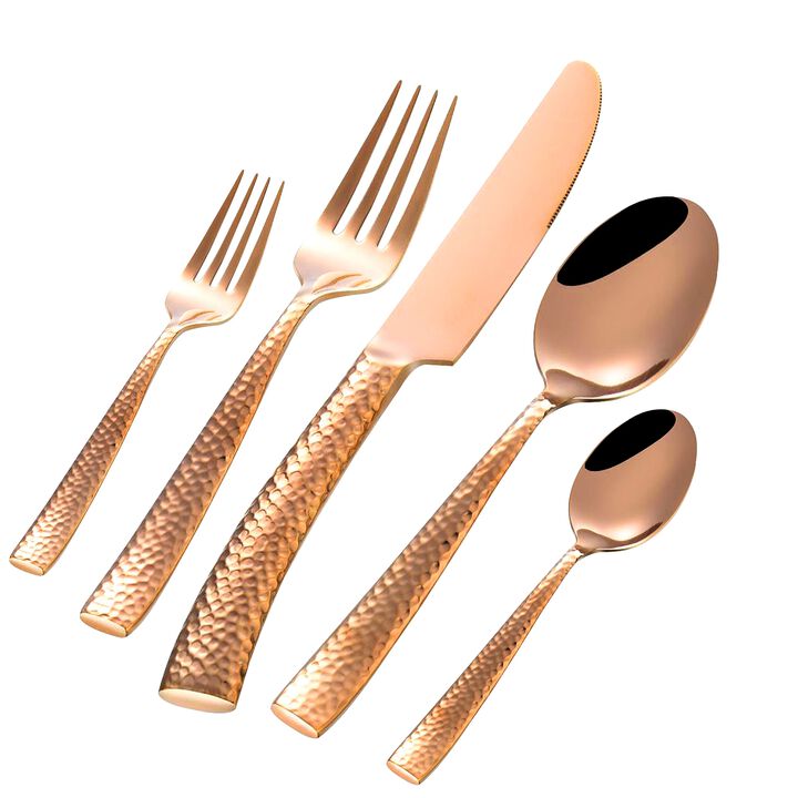 Gibson Elite Stonehenge 20 Piece Flatware Set in Rose Gold