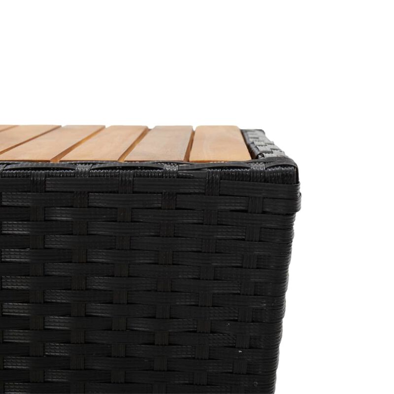 vidaXL Tea Table Black 16.3"x16.3"x16.9" Poly Rattan and Solid Acacia Wood