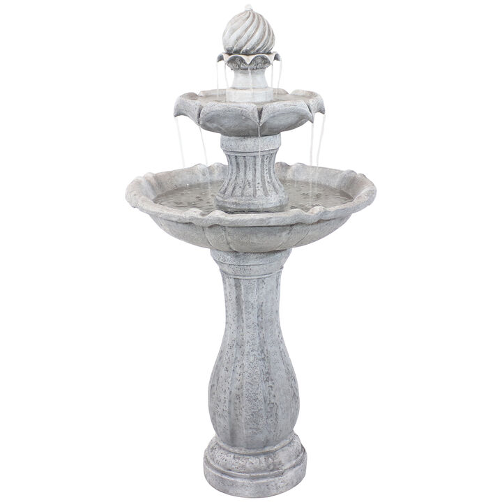 Sunnydaze Arcade Resin Outdoor 2-Tier Solar Fountain with Battery