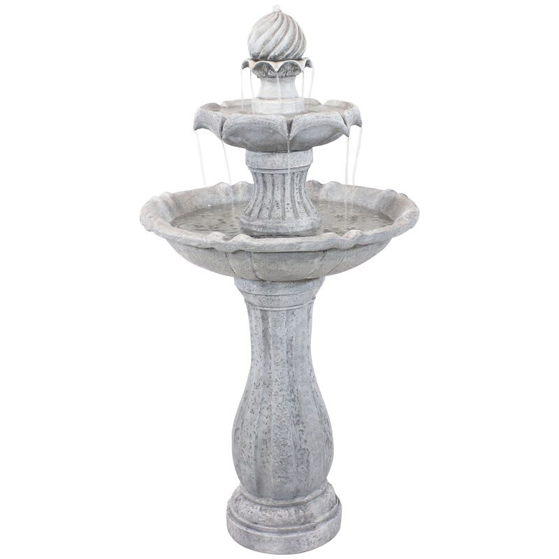 Sunnydaze Arcade Resin Outdoor 2-Tier Solar Fountain with Battery