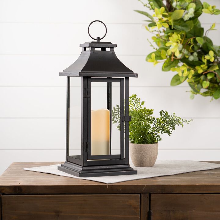 Hivvago Lantern w/3"x6" LED Candle (Set of 2)  14.75"H