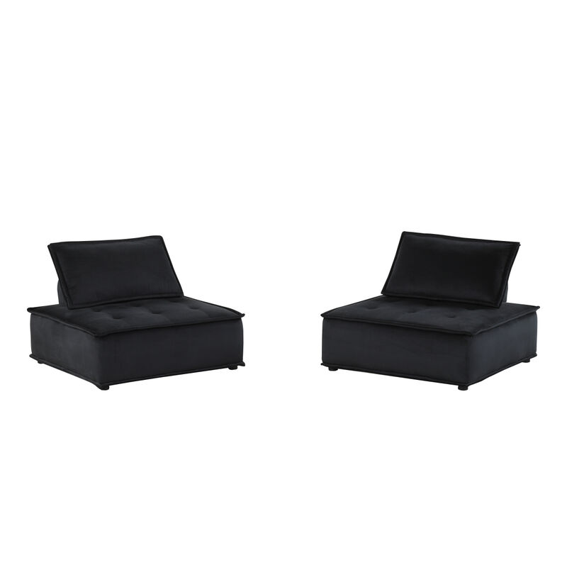 Anna Black Velvet Set Of 2 Armless Lounge Chair