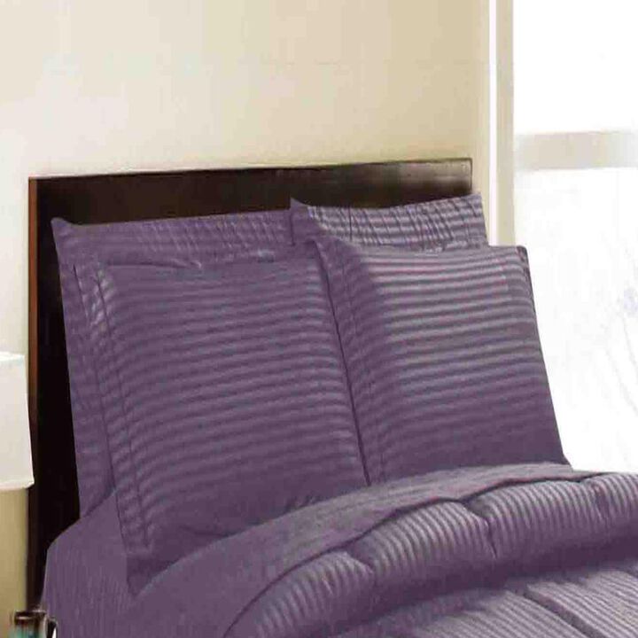 Embossed 8-Pieces Stripe All Season Ultra Soft High Quality Microplush Comforter Set
