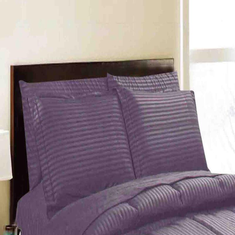 Embossed 8-Pieces Stripe All Season Ultra Soft High Quality Microplush Comforter Set
