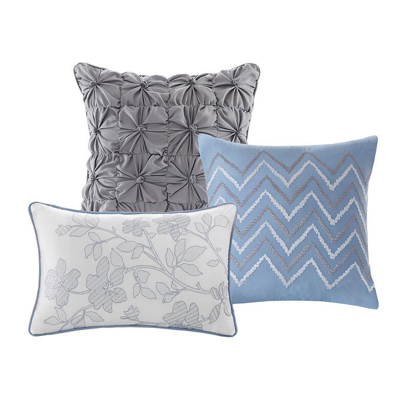 Gracie Mills Ezekiel Tranquil Blossoms 6-Piece Printed Quilt Set with Throw Pillows