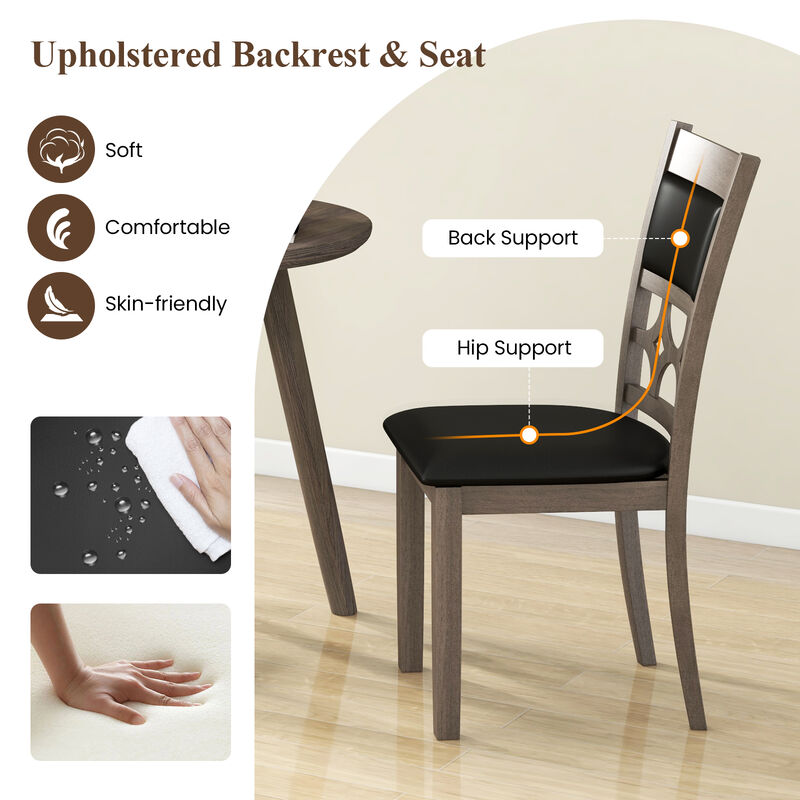 Upholstered Dining Chair Set of 2 with Padded Backrest and Seat