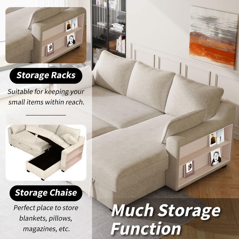 Merax Pull Out Sleeper Sofa with Storage Chaise