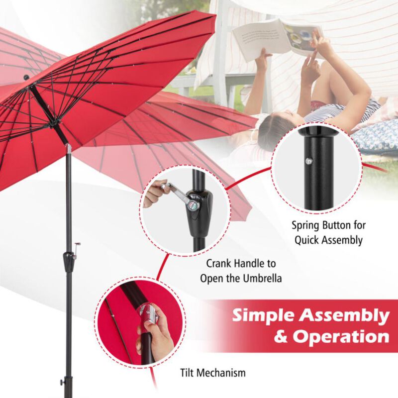 Hivvago 9 Feet Round Patio Umbrella with 18 Fiberglass Ribs